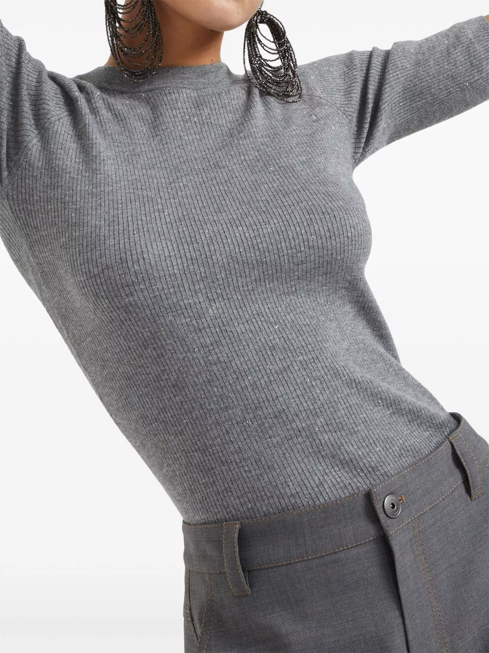 Brunello Cucinelli Maglione in cashmere scintillante, view 2