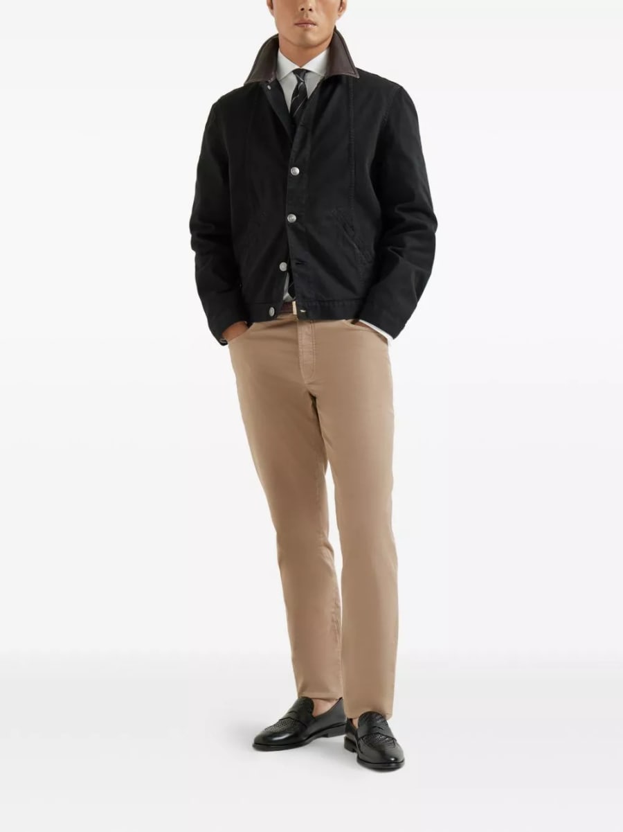 Brunello Cucinelli Pantaloni slim in cotone, view 3