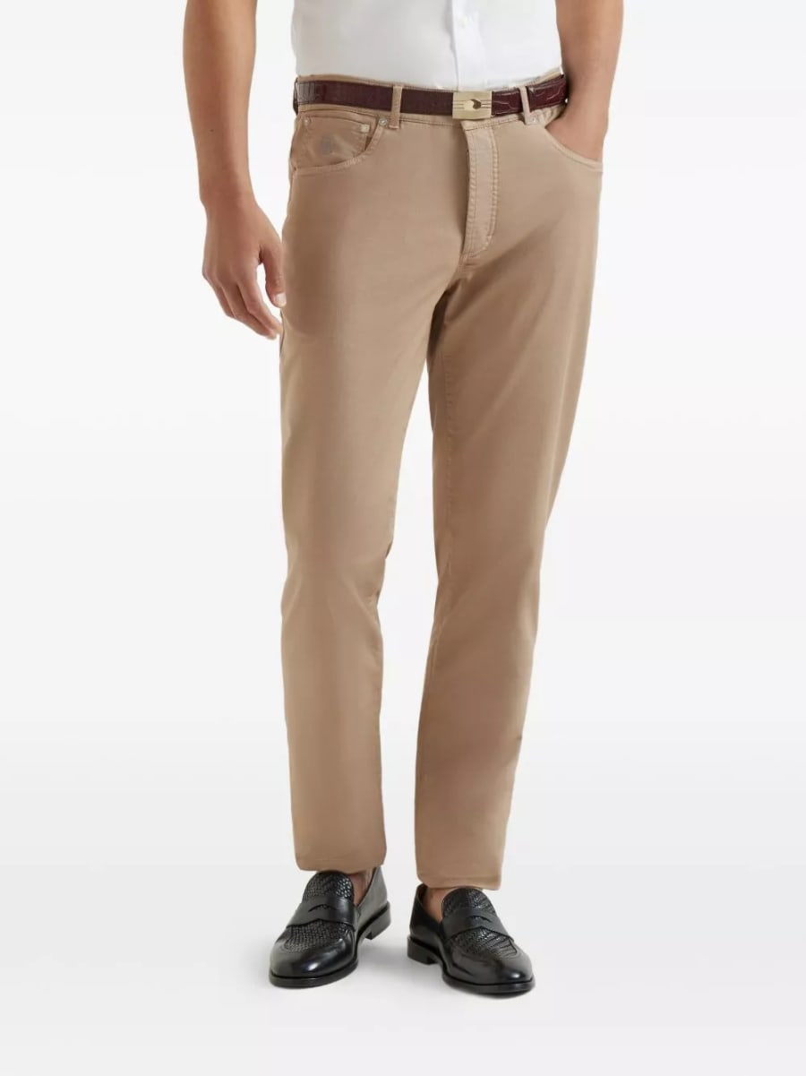 Brunello Cucinelli Pantaloni slim in cotone, view 4