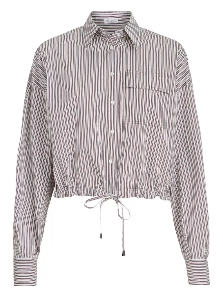 Brunello Cucinelli Camicia a righe in cotone