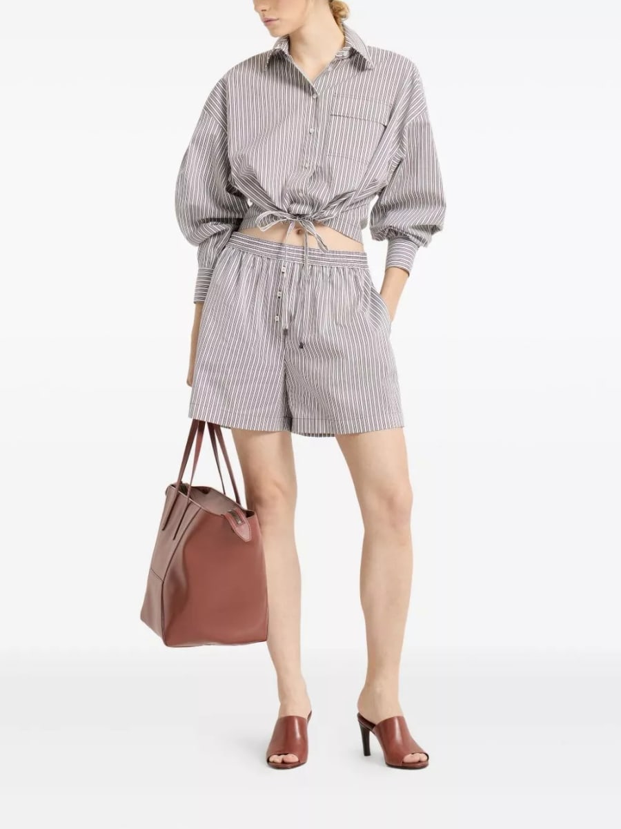 Brunello Cucinelli Camicia a righe in cotone, view 3