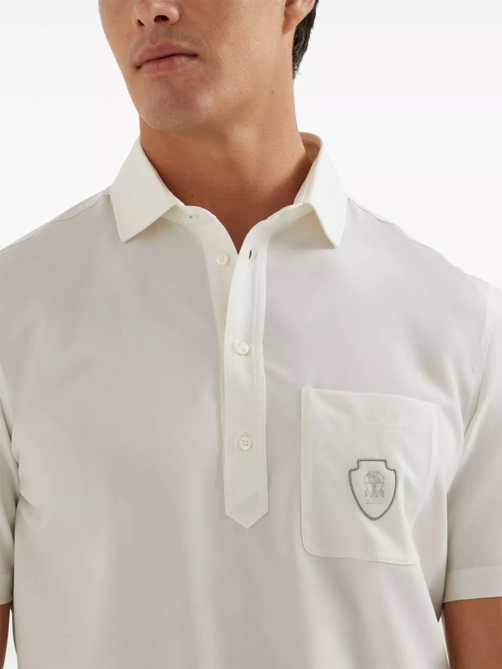 Brunello Cucinelli Polo in lana con logo, view 2