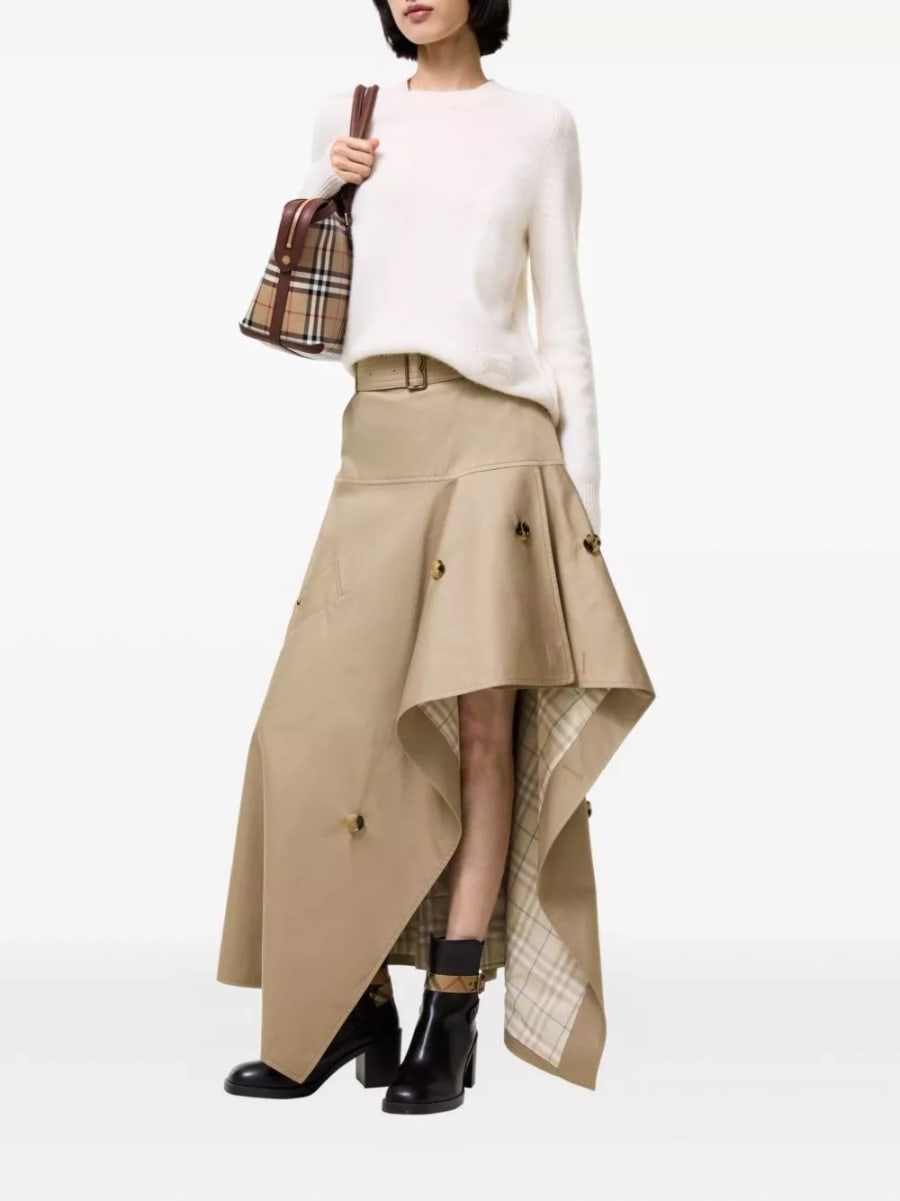 Burberry Gonna lunga in cotone, view 2