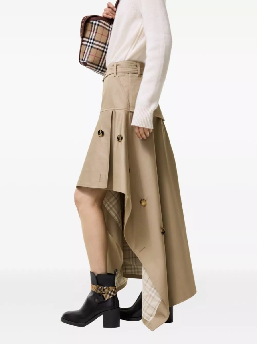 Burberry Gonna lunga in cotone, view 3