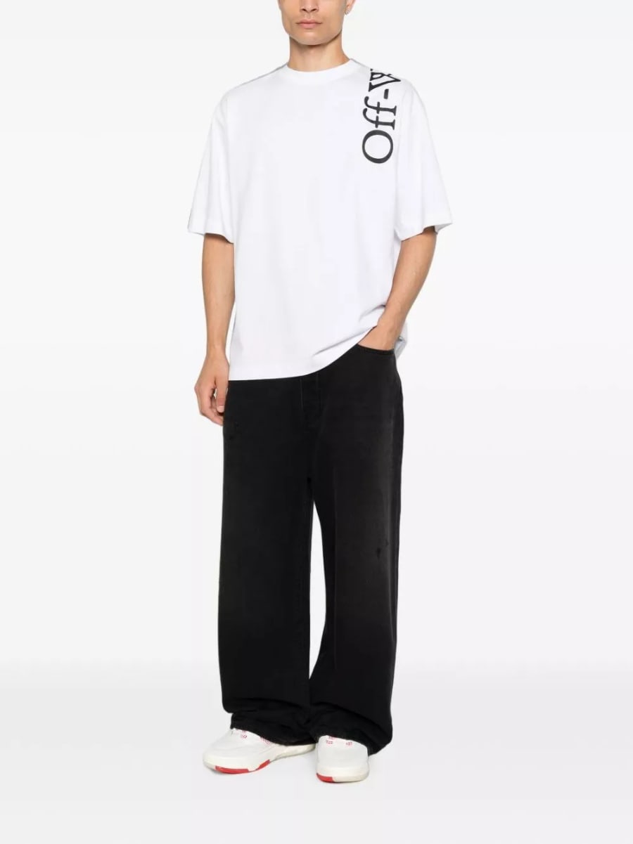 Off-White T-shirt in cotone Vertical Bookish Skate, view 3