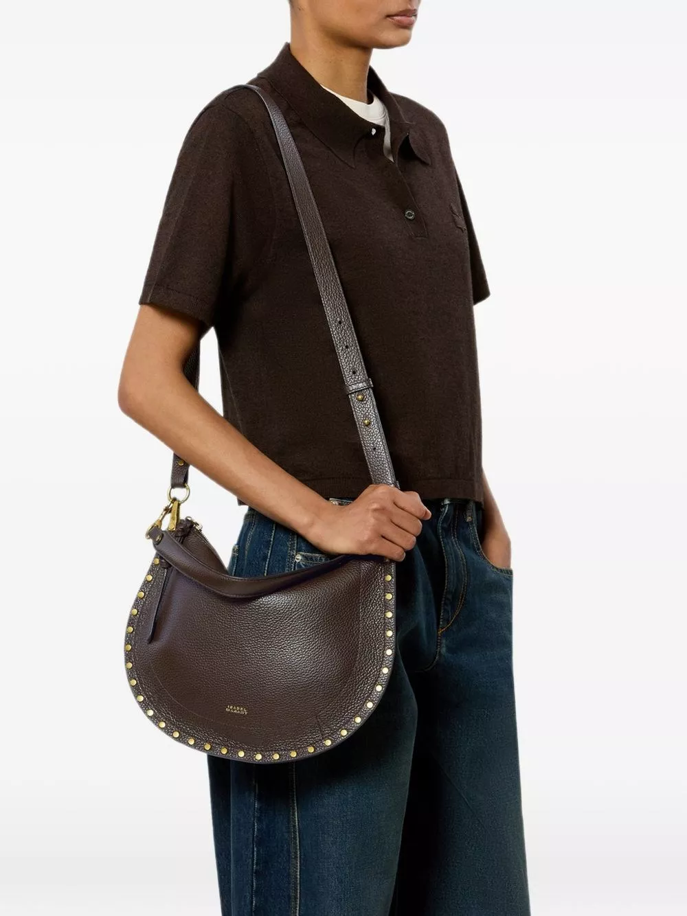 Isabel Marant Borsa a tracolla in pelle morbida Oskan, view 2
