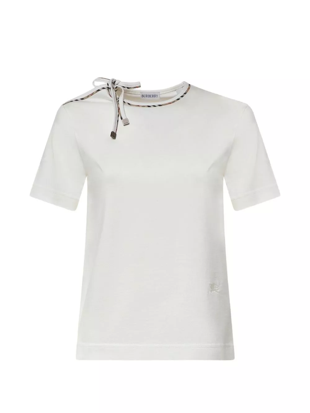 Burberry T-shirt in cotone con fiocco a quadri