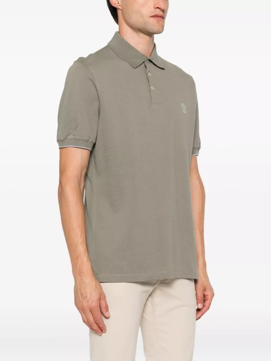 Brunello Cucinelli logo la polo in cotone, view 5