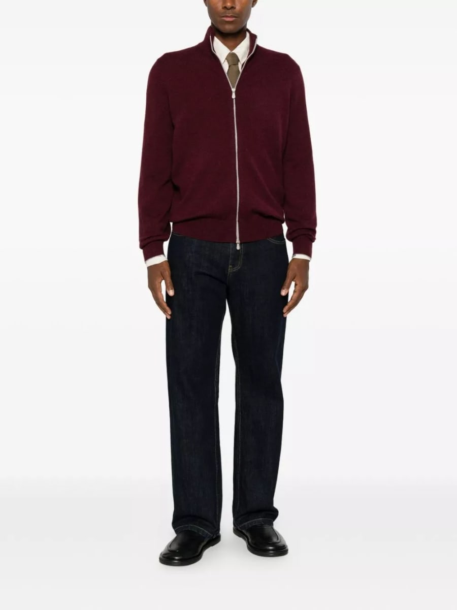Brunello Cucinelli Cardigan in cashmere con zip, view 3