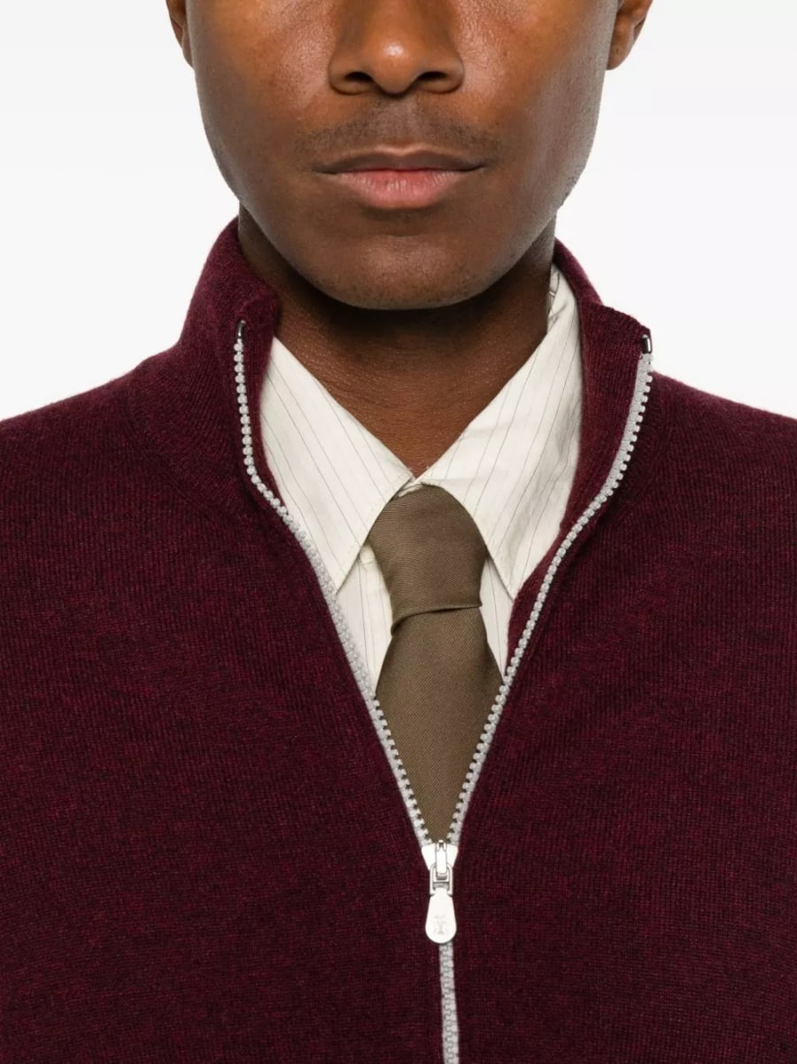 Brunello Cucinelli Cardigan in cashmere con zip, view 4