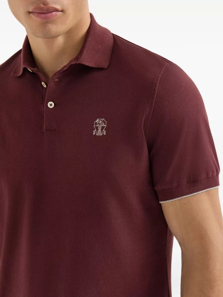Brunello Cucinelli la polo in cotone con logo, view 4