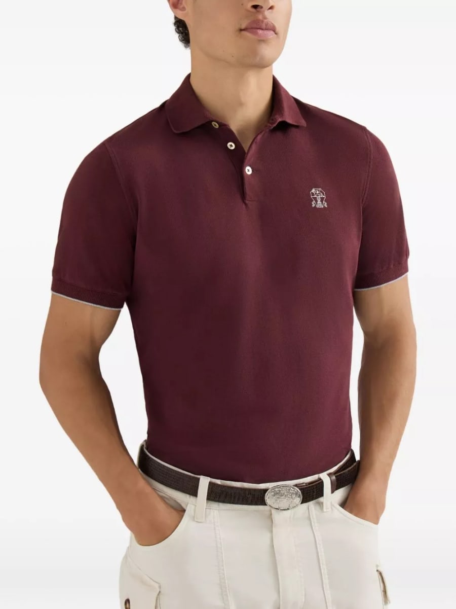 Brunello Cucinelli la polo in cotone con logo, view 5