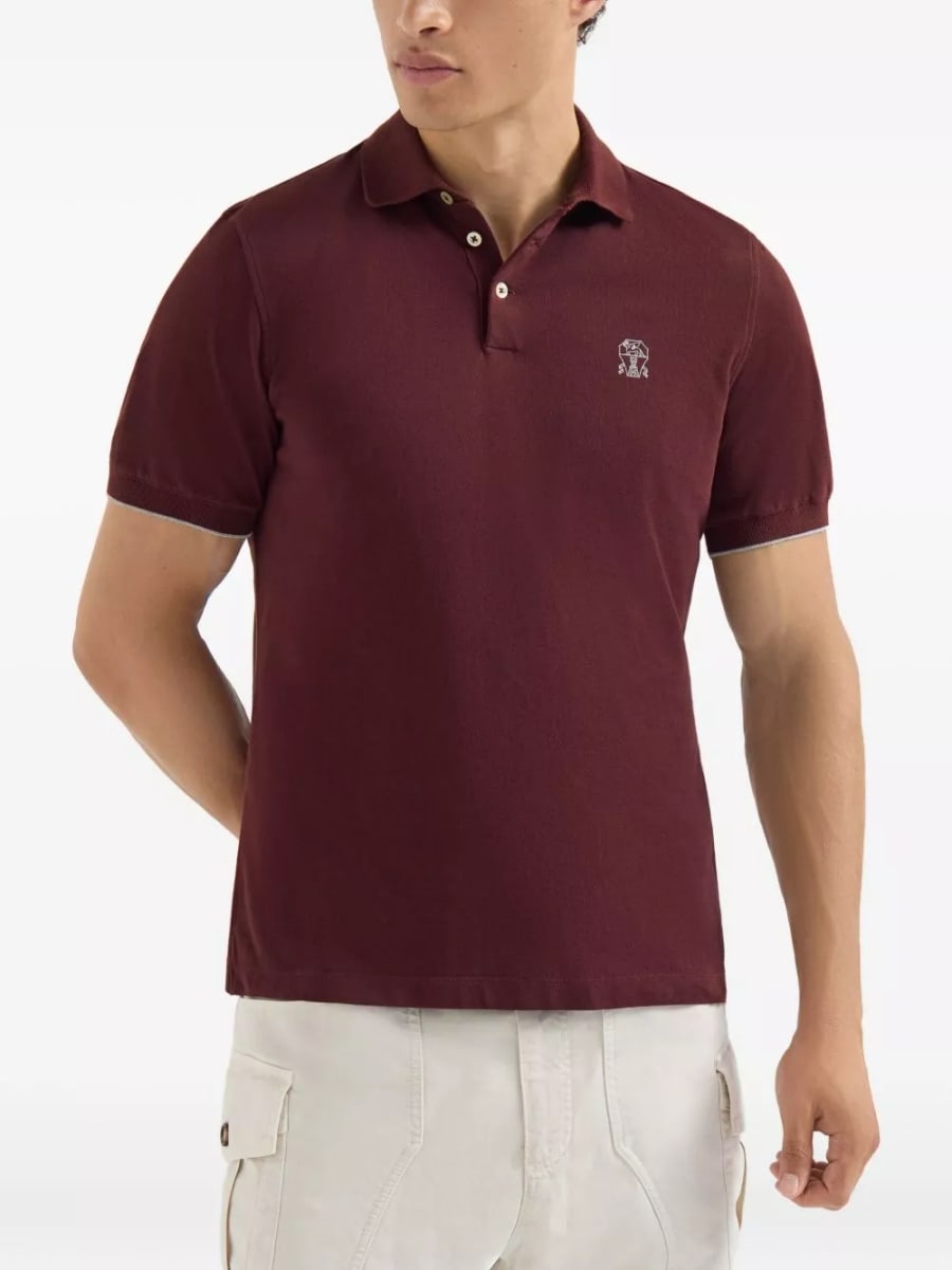 Brunello Cucinelli la polo in cotone con logo, view 6