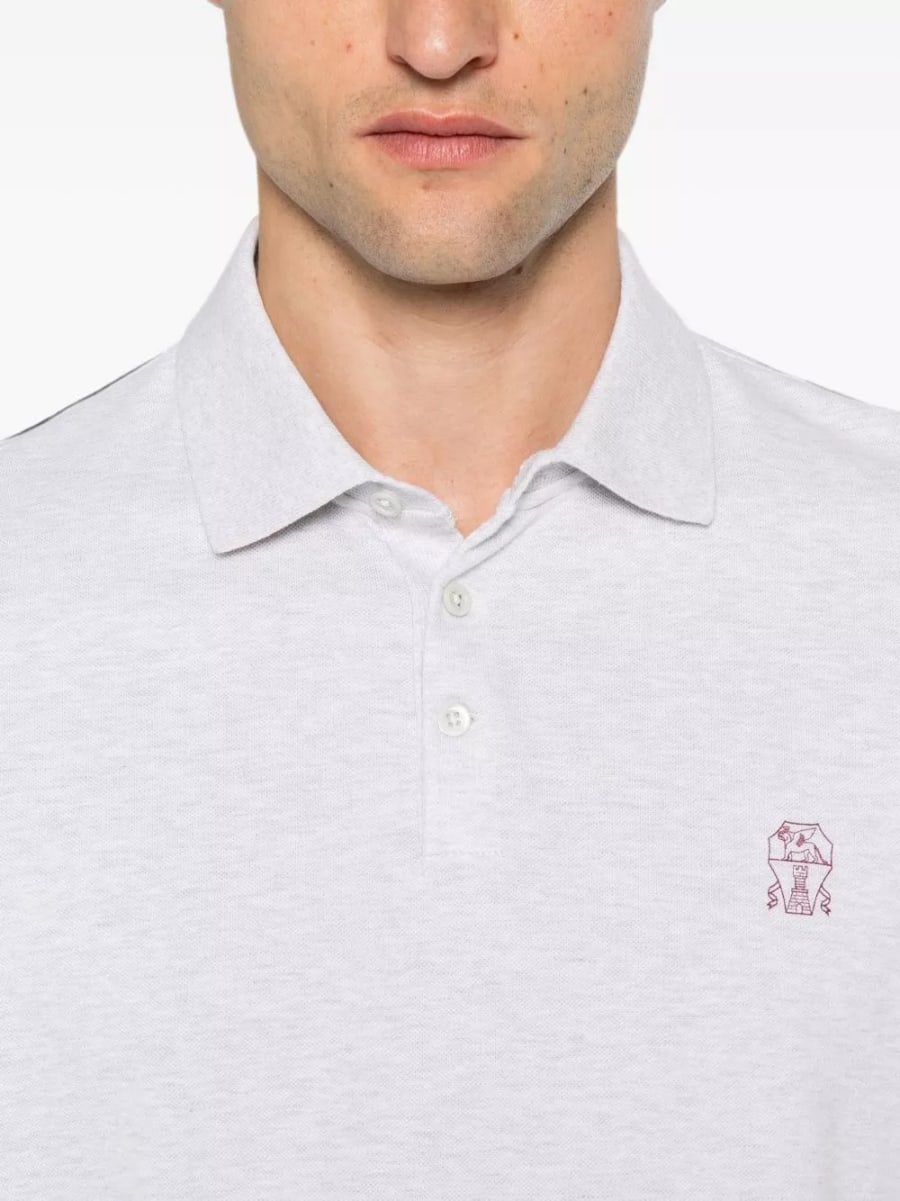 Brunello Cucinelli la polo in cotone con logo, view 5