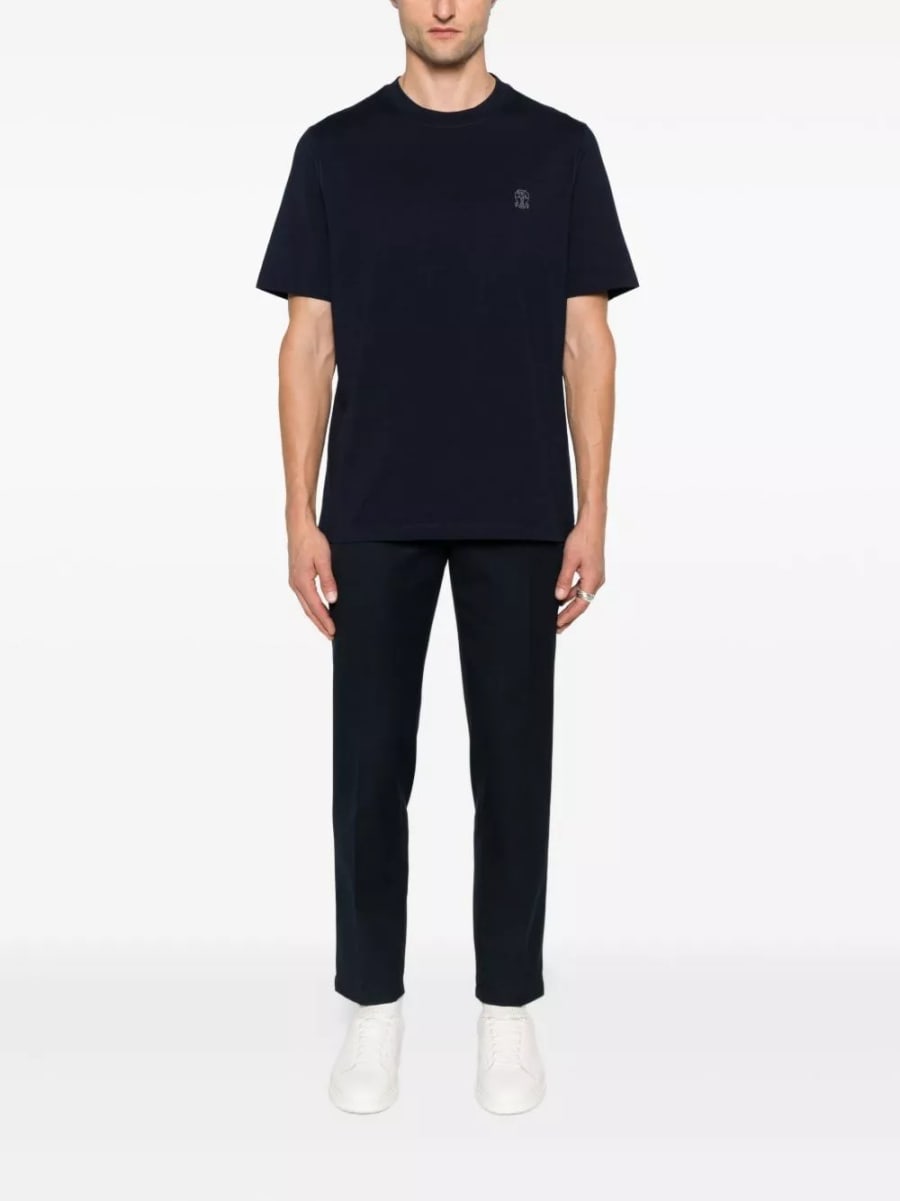 Brunello Cucinelli T-shirt in cotone logo, view 2