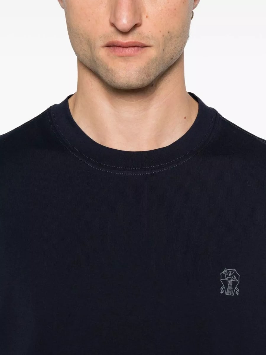 Brunello Cucinelli T-shirt in cotone logo, view 3