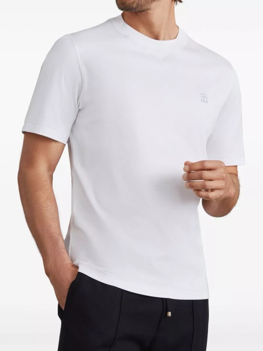 Brunello Cucinelli T-shirt in cotone con logo, view 2