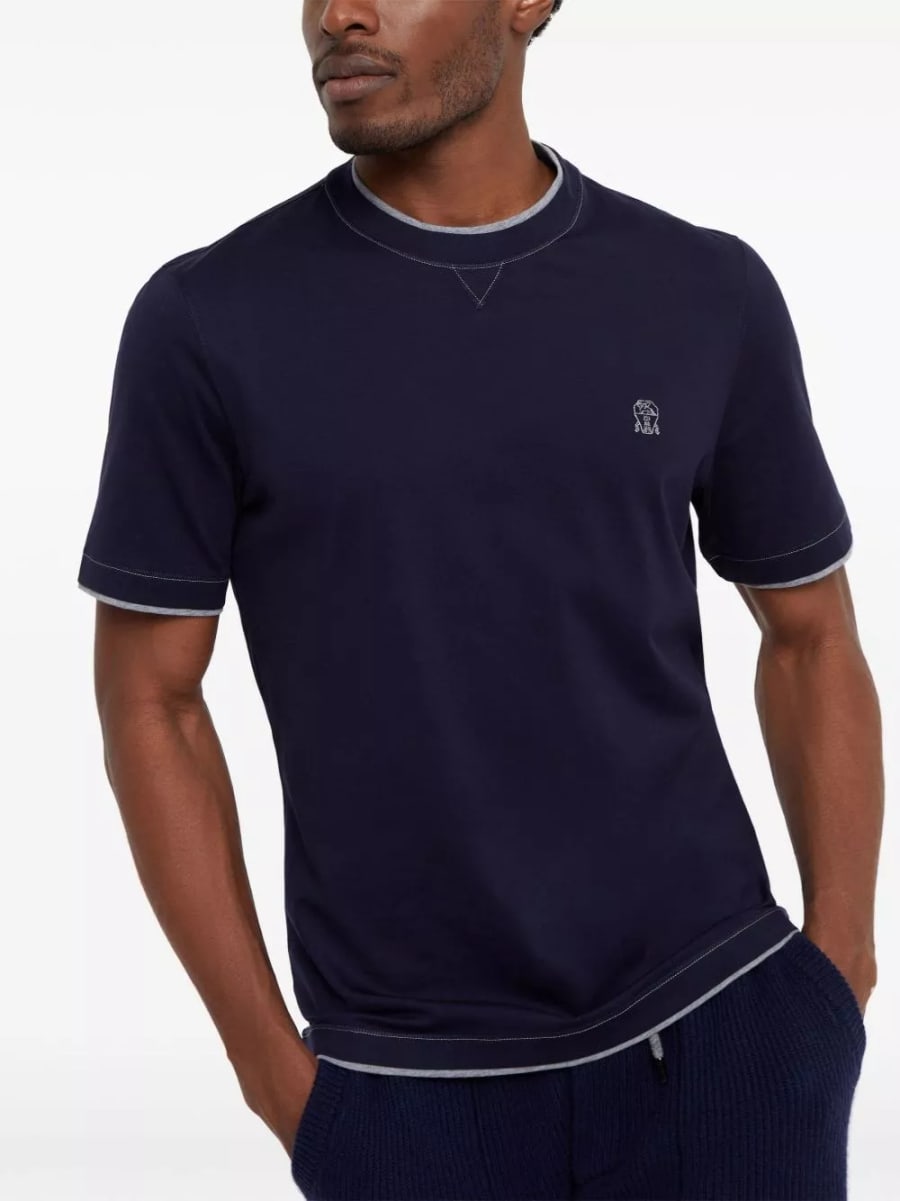 Brunello Cucinelli T-shirt in cotone con logo, view 2