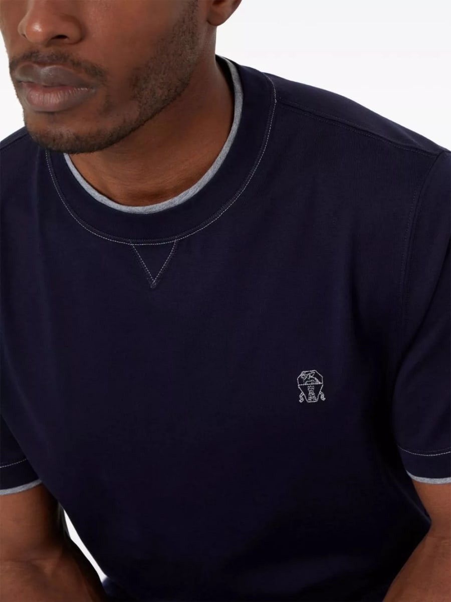 Brunello Cucinelli T-shirt in cotone con logo, view 4