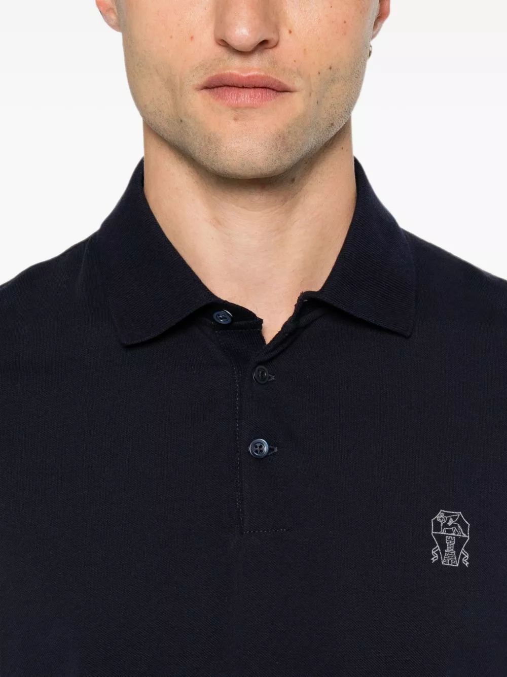 Brunello Cucinelli la polo in cotone con logo, view 2