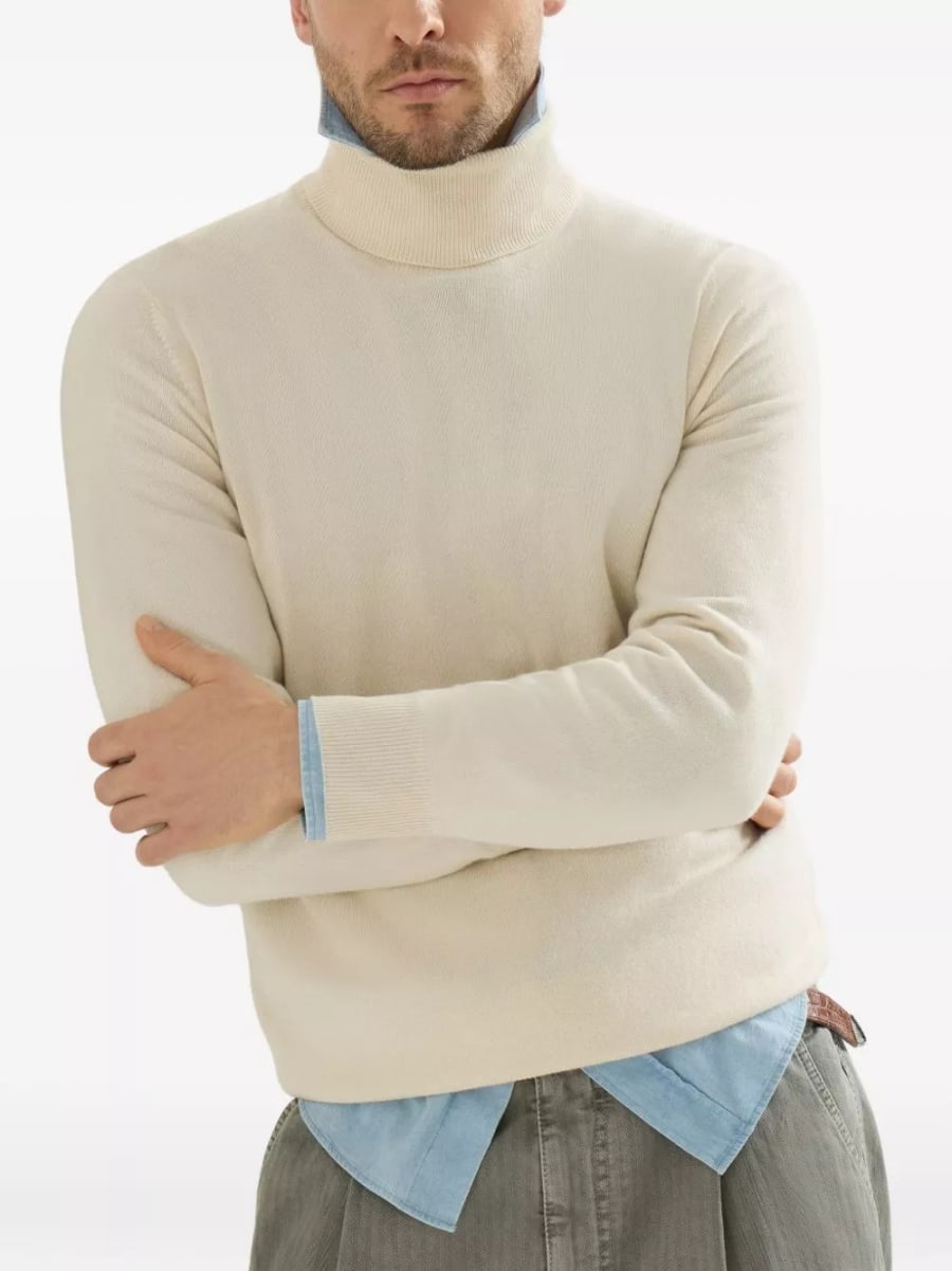 Brunello Cucinelli Maglione in cashmere a collo alto, view 4