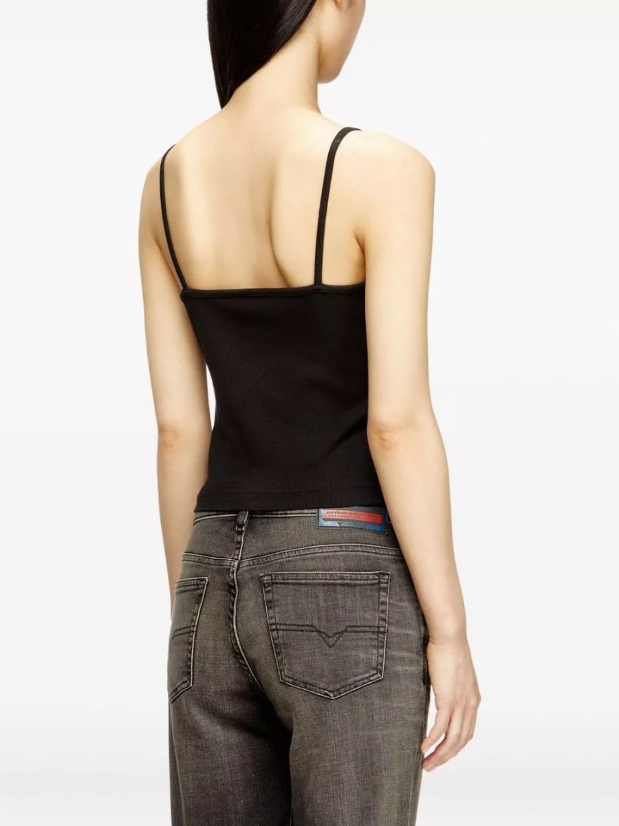 Diesel Top in cotone con logo, view 3