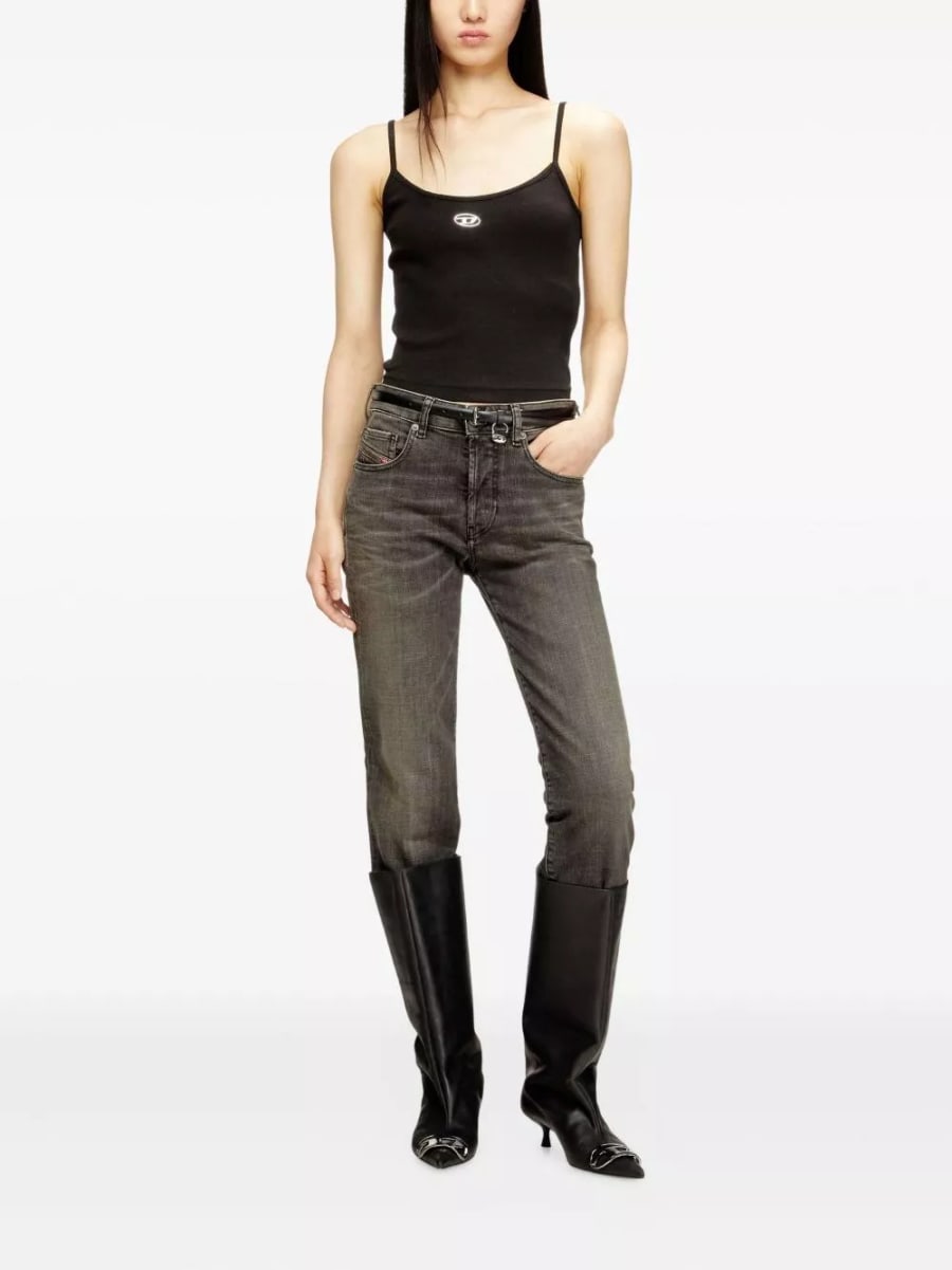 Diesel Top in cotone con logo, view 4