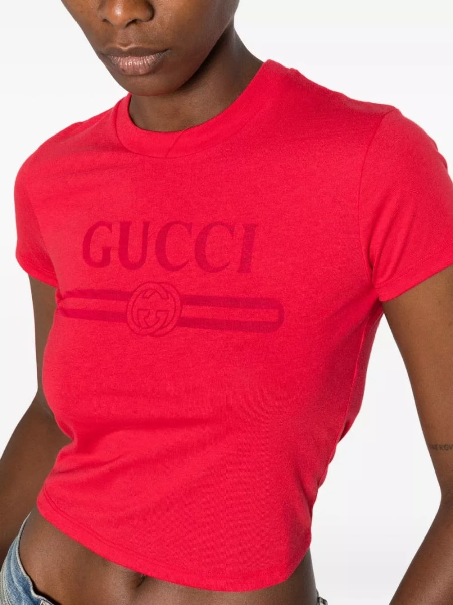 Gucci T-shirt in cotone con logo, view 2