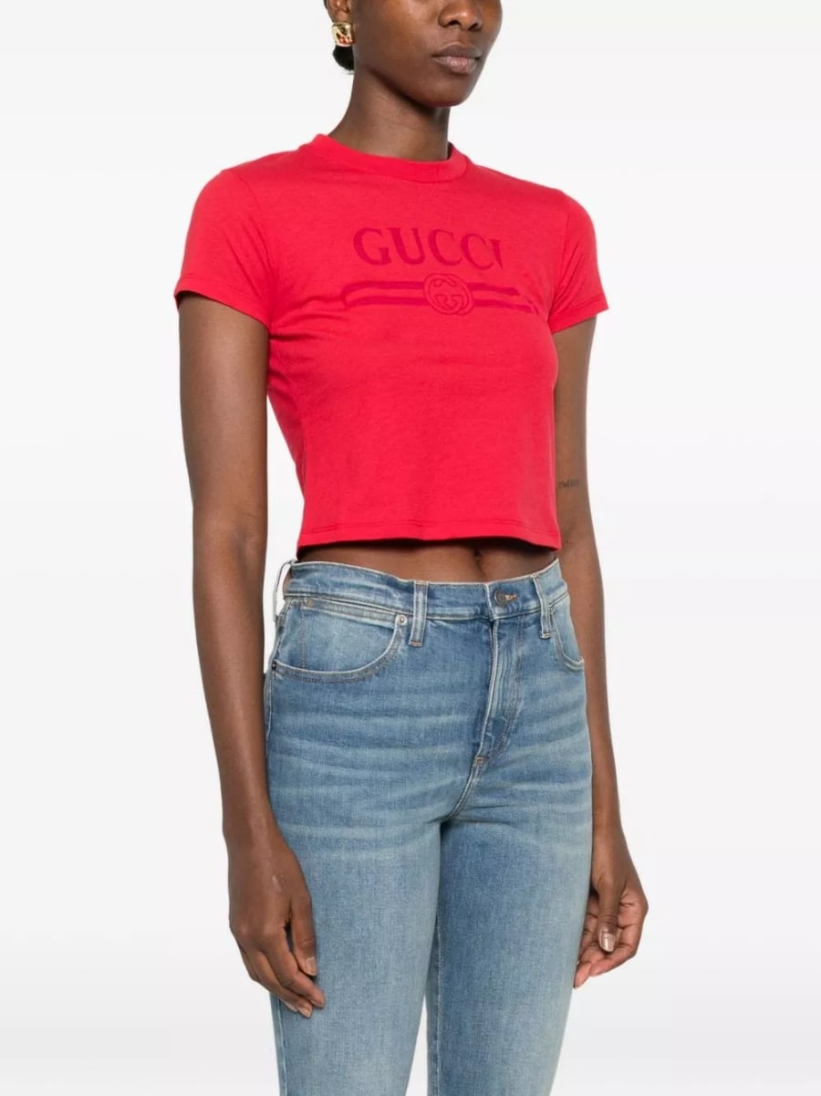 Gucci T-shirt in cotone con logo, view 5