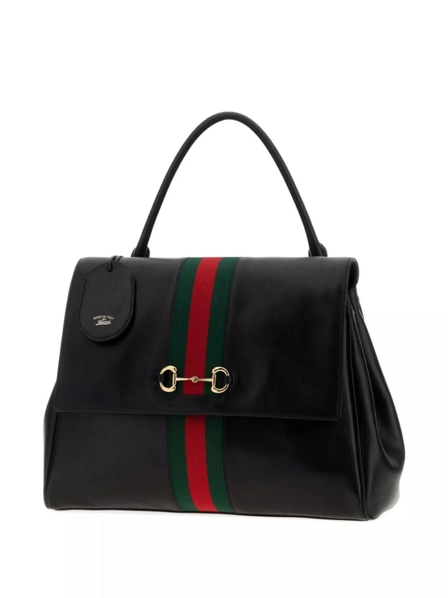 Gucci Borsa a mano grande in pelle Paparazzo, view 3