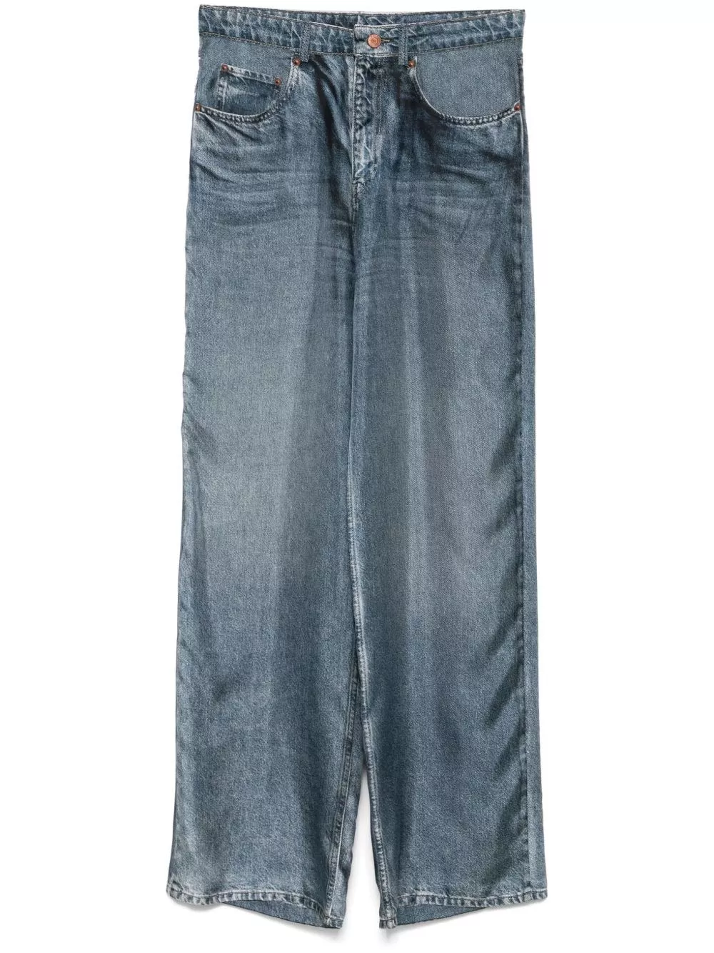 Pierre louis mascia Pantaloni in seta con stampa denim