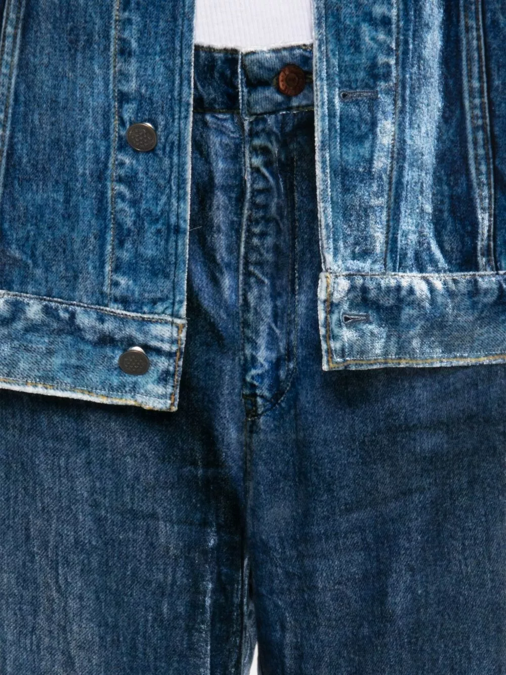 Pierre louis mascia Pantaloni a gamba larga in denim stampato, view 2
