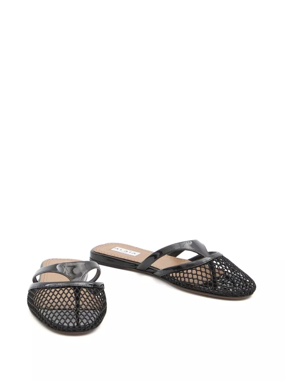 Alaïa Sandali mule in pelle e rete, view 2