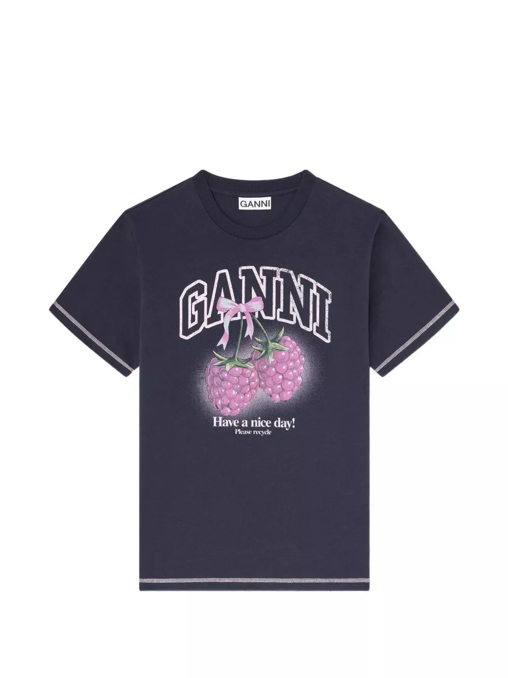 Ganni T-shirt in cotone lampone