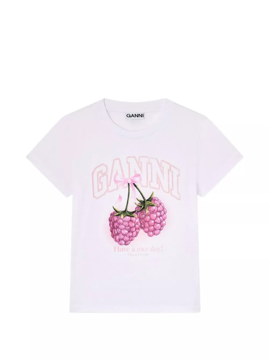 Ganni T-shirt in cotone lampone