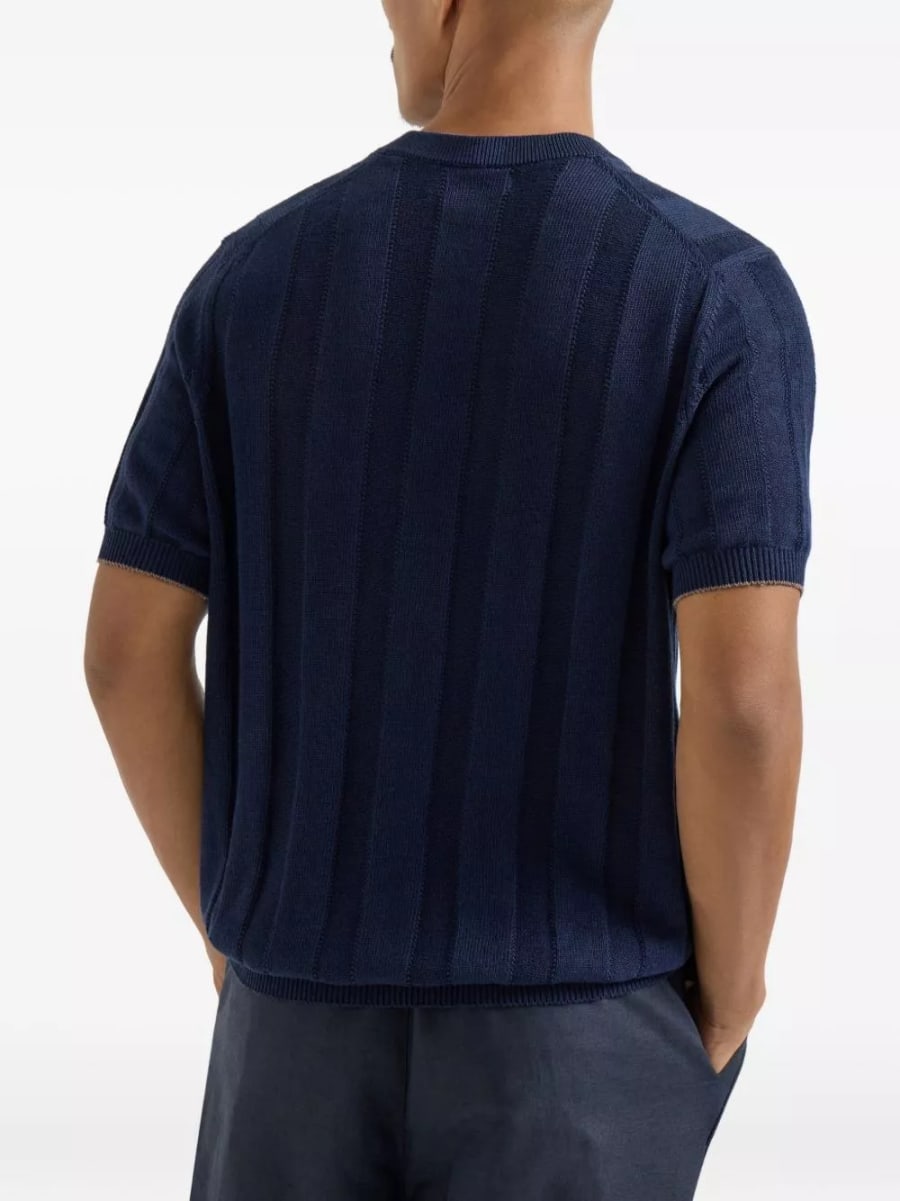 Brunello Cucinelli Maglione a collo alto in misto lino e cotone, view 3