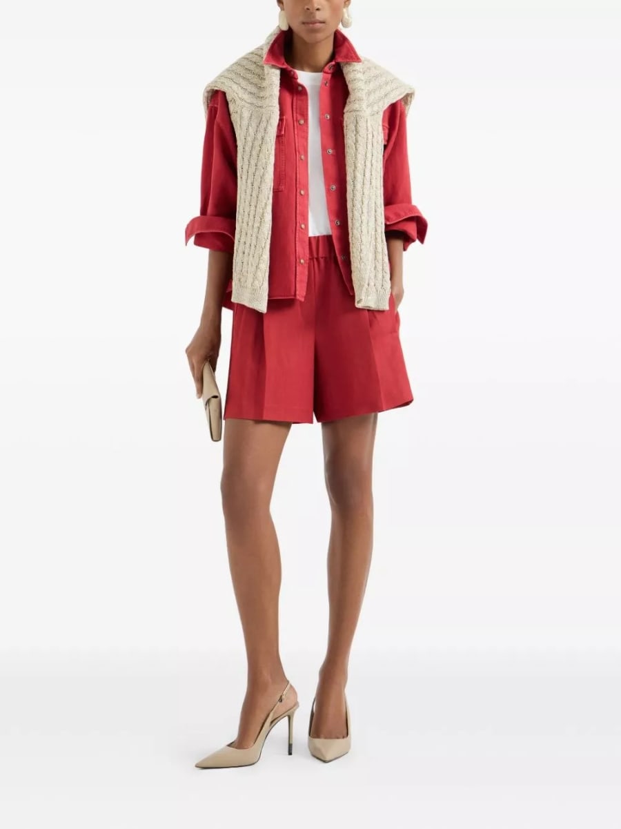 Brunello Cucinelli Camicia in misto cotone e lino, view 2