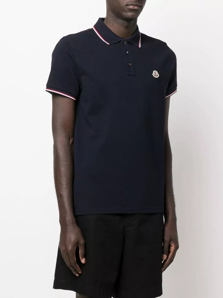Moncler la polo in cotone con logo, view 5