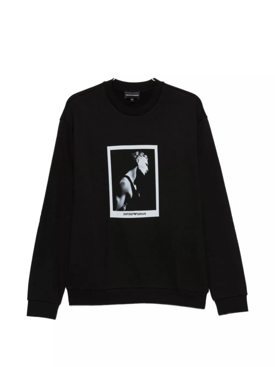 Emporio Armani Felpa in cotone stampata