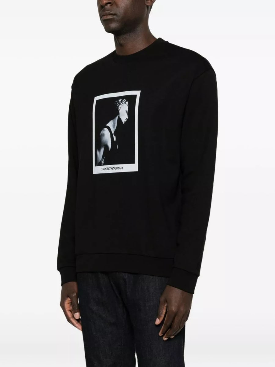 Emporio Armani Felpa in cotone stampata, view 4