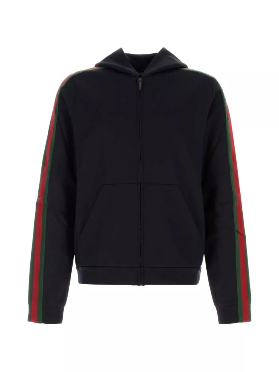 Gucci Felpa con cappuccio in cotone e seta con dettagli Web