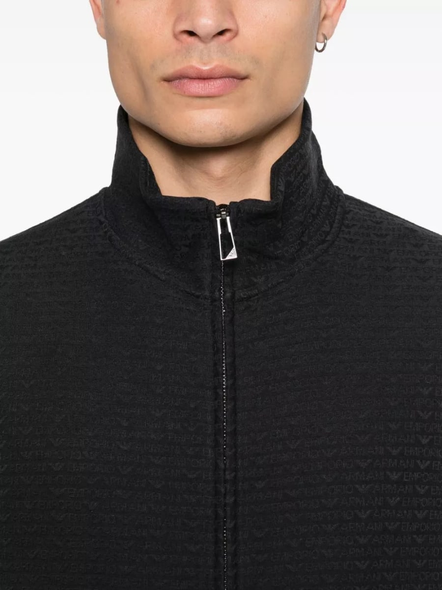 Emporio Armani Felpa con zip in misto cotone, view 2
