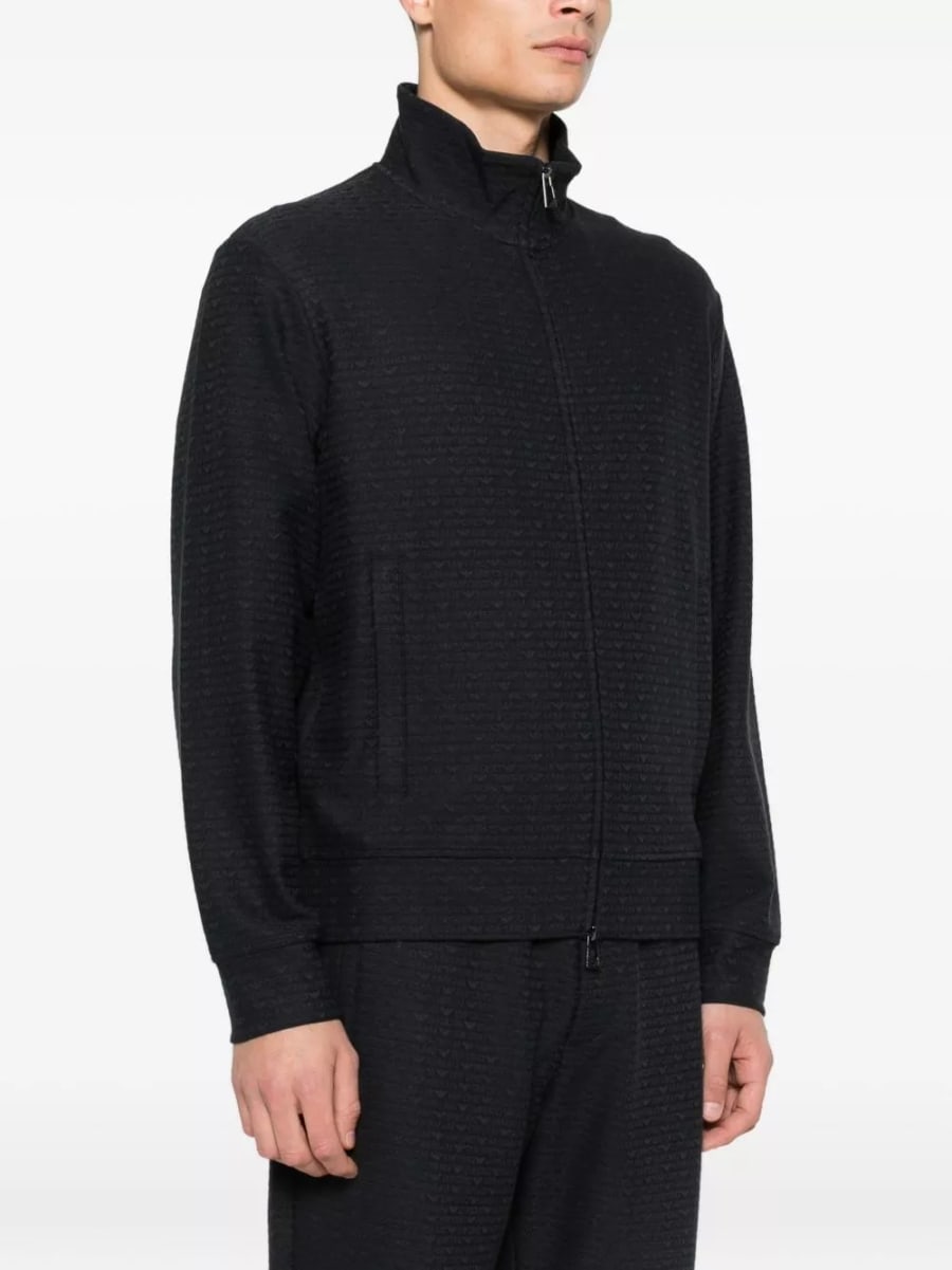 Emporio Armani Felpa con zip in misto cotone, view 4