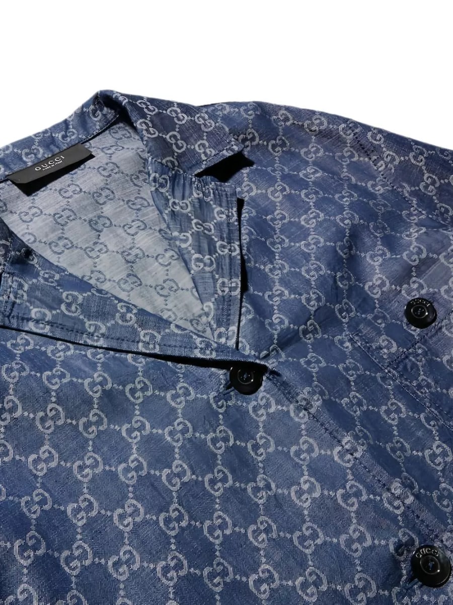 Gucci Camicia in denim di cotone GG, view 2