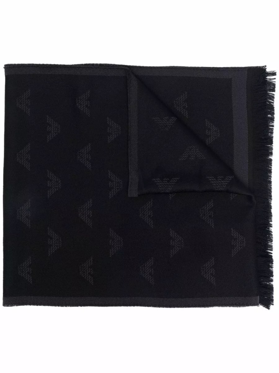 Emporio Armani Sciarpa in lana con logo allover