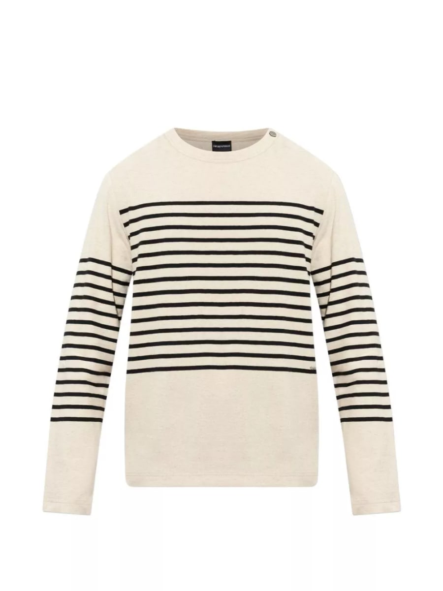 Emporio Armani Maglione a righe in misto lino