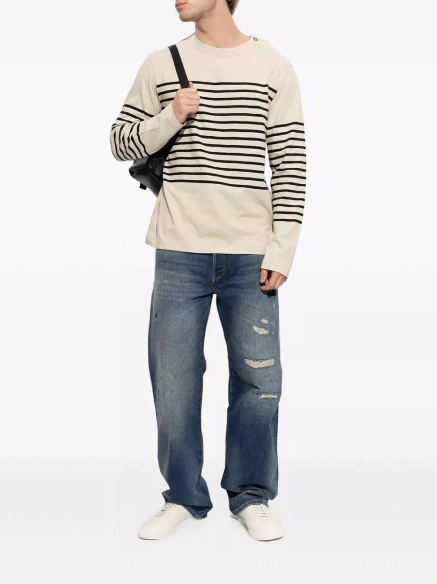 Emporio Armani Maglione a righe in misto lino, view 2