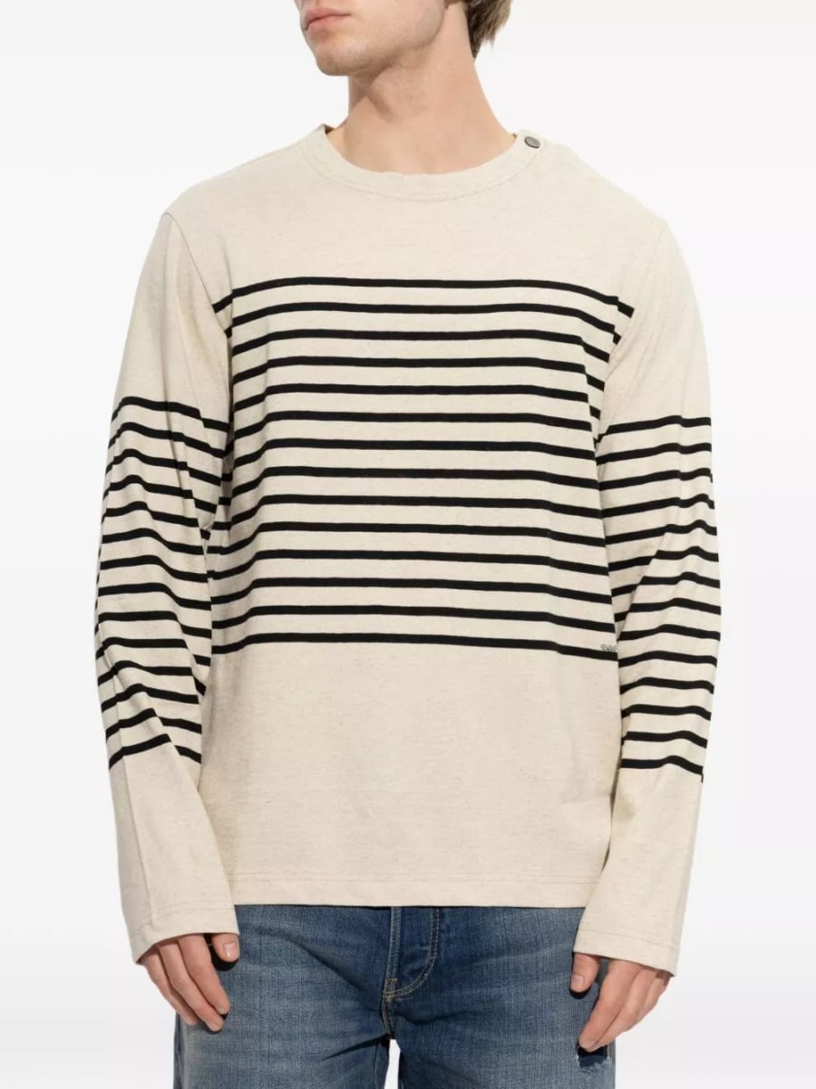 Emporio Armani Maglione a righe in misto lino, view 4