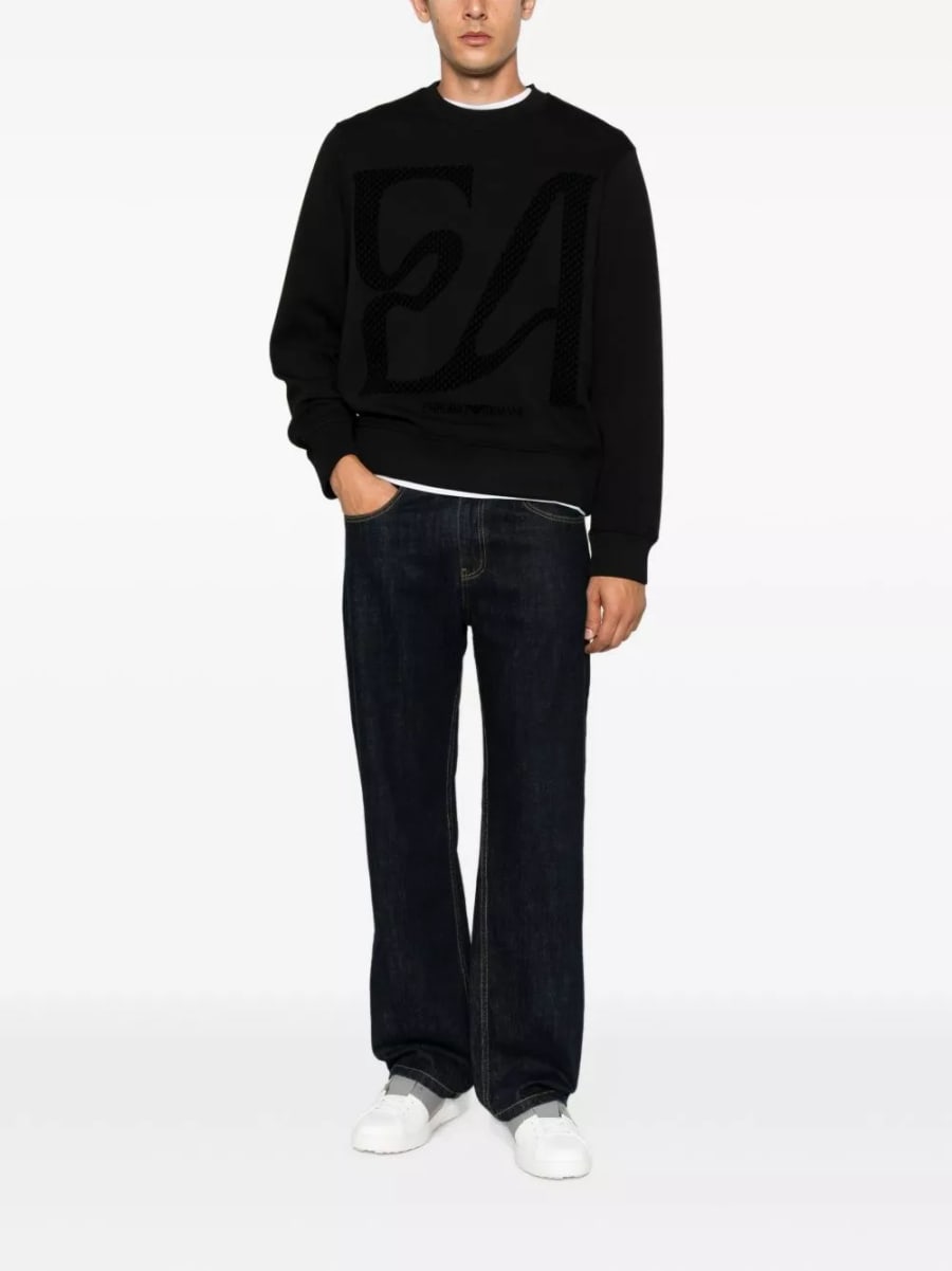 Emporio Armani Felpa in cotone con logo, view 3