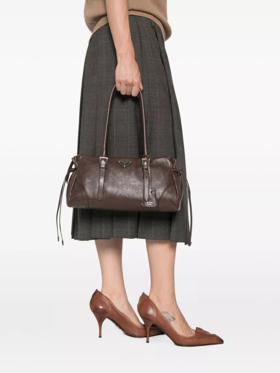 Prada Prada Bonnie borsa tote media in pelle, view 5